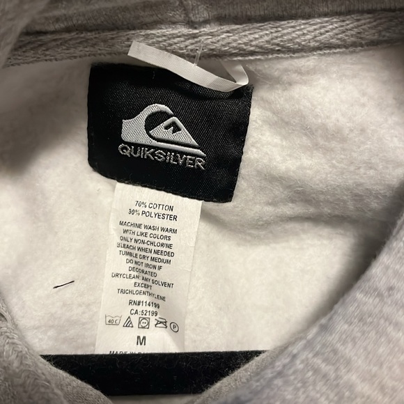 Quicksilver men’s light grey hoodie in size M - Picture 4 of 6